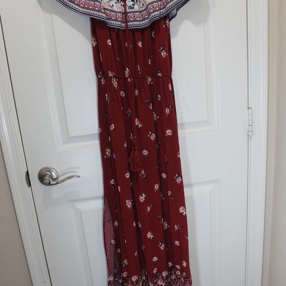 BOHO FLORAL OFF SHOULDER MAXI DRESS size S Small - Picture 7 of 9